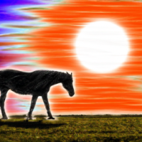 create an image with horse on grass